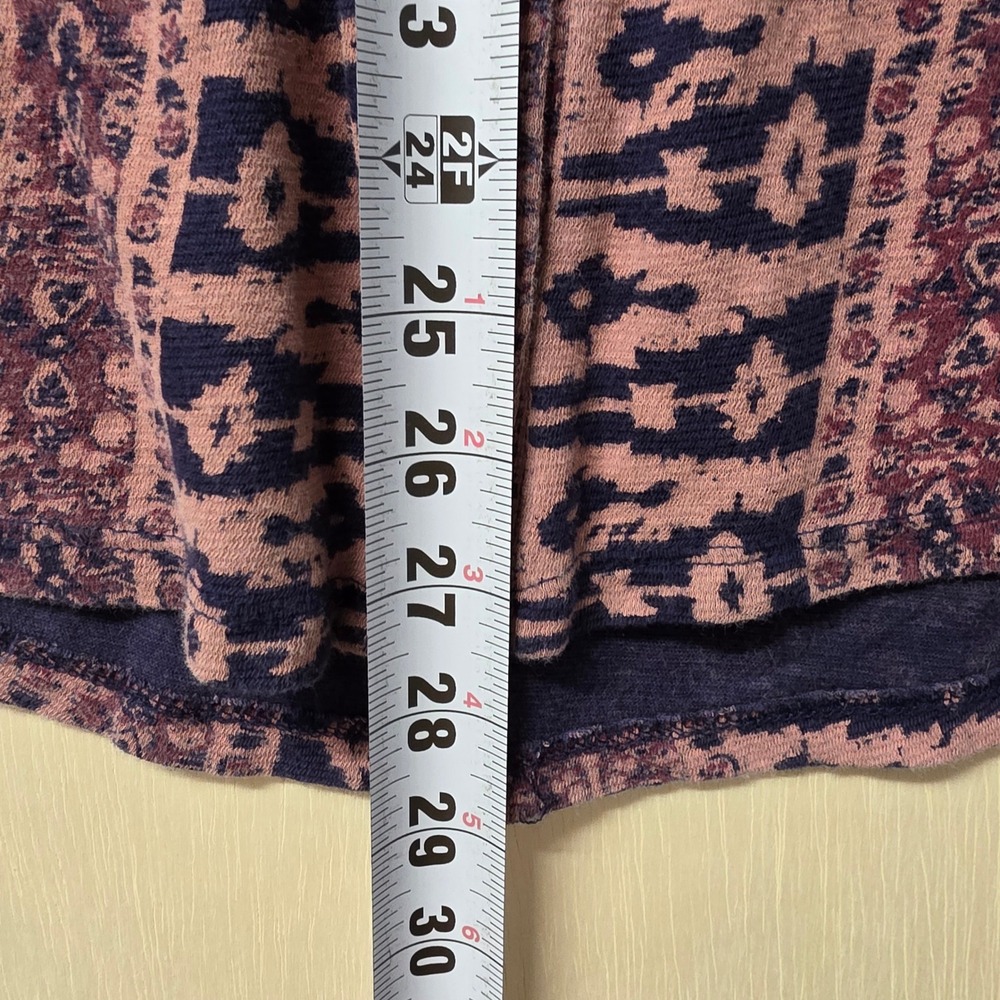 Lucky Brand Purple Ikat Floral Henley Blouse Long Sleeve Boho Top Medium - Picture 6 of 12